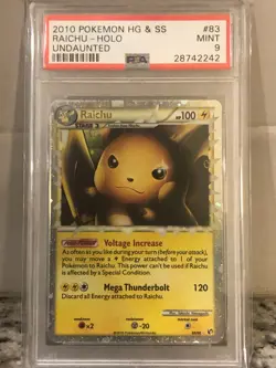 2010 Pokemon Heartgold & Soulsilver Undaunted Raichu Prime 83 Holo PSA 9 Mint - Image 3