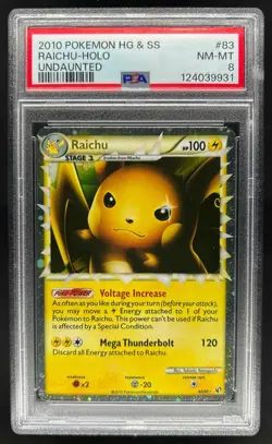 2010 Pokemon HeartGold & SoulSilver Undaunted Raichu Holo #83/90 PSA 8 - Image 1