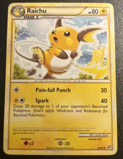 Raichu 33/90 LP Non Holo Rare Heart Gold Soul Silver HGSS Undaunted Pokemon Card - Image 1
