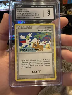Pokemon Tropical Wind DP48 World Championships 09 STAFF Stamp Black Star CGC 9 - Image 1
