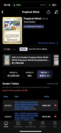 Tropical Wind DP48 World Championship 2009 SEMI-FINALIST Pokemon Card CGC 8 - Image 3