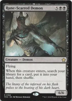 Rune-Scarred Demon R Foundations 184 NM MTG - Image 1