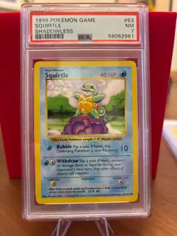 PSA 7 Squirtle 1999 Pokemon TCG Base Set SHADOWLESS - Image 1