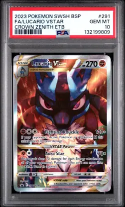 PSA 10 LUCARIO VSTAR SWSH291 BLACK STAR PROMO CROWN ZENITH ETB POKEMON 😍 - Image 1