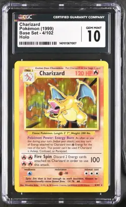 1999 Pokemon Base Set Charizard Holo 4/102 CGC 10 GEM MINT - Image 1