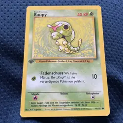 Pokemon TCG Caterpie (RAUPY) Base Set 45/102 Regular 1st Edition Common GERMAN - Image 1