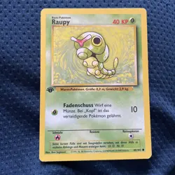 Pokemon TCG Caterpie (RAUPY) Base Set 45/102 Regular 1st Edition Common GERMAN - Image 2