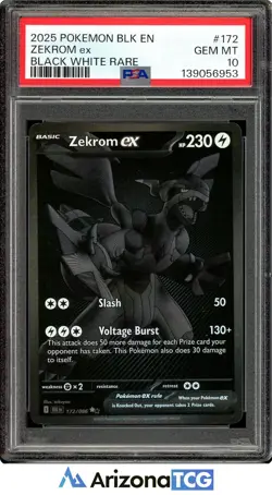 Pokemon 2025 Zekrom ex 172/086 Black White Rare Black Bolt GEM MINT PSA 10 - Image 1