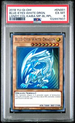 YUGIOH Blue-Eyes White Dragon LCKC-EN001 PSA 6 1st Edition Legendary Collection - Image 1