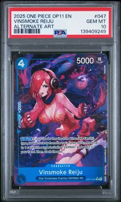 Vinsmoke Reiju PSA 10 Gem Mint 2025 One Piece OP11-047 Alternate Art - Image 1