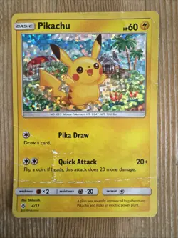 Pikachu 4/12 Holo McDonald's Promo Pokemon TCG Card DMG 2018 #2 - Image 1