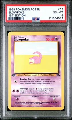 Slowpoke 1999 Pokemon Fossil #55 1st Edition PSA 8 NEW SLAB - Image 1