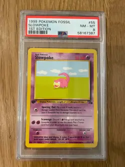 1999 Pokemon Fossil Slowpoke #55 1st Edition PSA 8 NM-MT - Image 1