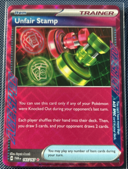 Pokemon Twilight Masquerade #165/167 Unfair Stamp ACE SPEC Holo Card NM - Image 1