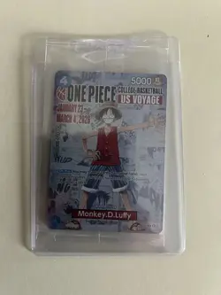 One Piece College Basketball US Voyage Monkey D. Luffy Promo Card Mint - Image 1