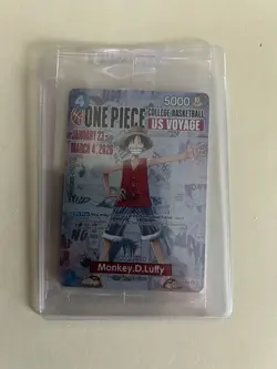 One Piece College Basketball US Voyage Monkey D. Luffy Promo Card Mint - Image 2