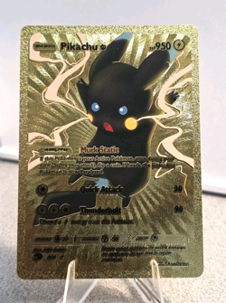 Pokemon Pikachu 950hp Gold Foil Fan Art Collector Card TCG - Image 1