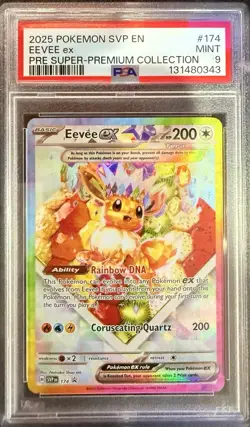 PSA 9 2025 POKEMON BLACK STAR PROMO 174 EEVEE EX PRISMATIC EVOLUTIONS SPC - Image 1