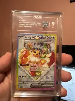 2025 Pokemon SVP Eevee EX 174 Black Star Promo Prismatic Evolutions TAG 9 Mint - Image 1