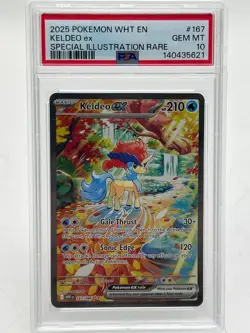2025 POKEMON WHT EN-WHITE FLARE SPECIAL ILLUSTRATION RARE #167 KELDEO EX PSA 10 - Image 1