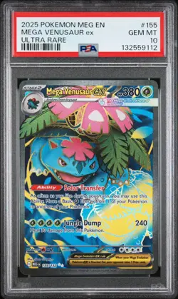 2025 POKEMON MEG EN-MEGA EVOLUTION ULTRA RARE #155 MEGA VENUSAUR EX PSA 10 - Image 1