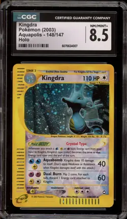 Pokemon Kingdra Aquapolis Crystal Holo Secret Rare #148 CGC 8.5 - Image 1