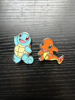 POKEMON GO TCG Official Charmander Squirtle 2 Starters 1.5" Pin Set NM - Image 1