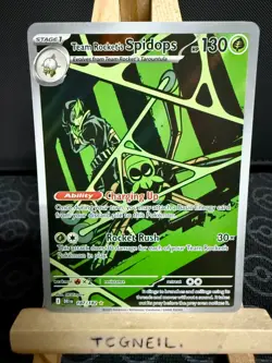 Team Rocket's Spidops 187/182 - Pokemon Destined Rivals DRI SV10 - IR HOLO - NM - Image 1