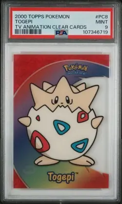 2000 Topps Pokemon TV Animation Clear Cards #PC8 Togepi PSA MINT 9 - Image 1