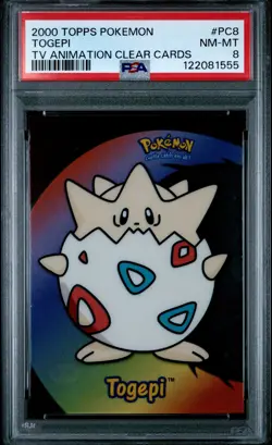 2000 TOPPS POKEMON TV ANIMATION CLEAR CARDS #PC8 TOGEPI PSA 8 - Image 1