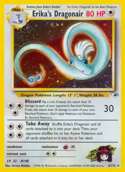 Erika's Dragonair - 4/132 - Pokemon Gym Heroes Unlimited Holo Rare Card WOTC NM - Image 1