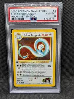 ERIKA'S DRAGONAIR 4/132 1st Edition Gym Heroes Holo Rare 2000 Pokemon Card PSA 8 - Image 1