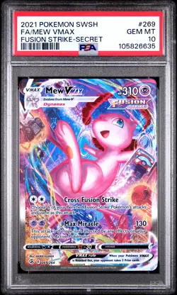 2021 POKEMON SWORD & SHIELD FUSION STRIKE SECRET #269 FULL ART/MEW VMAX PSA 10 - Image 1