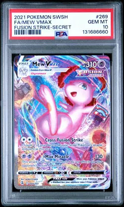 2021 POKEMON SWORD & SHIELD FUSION STRIKE SECRET #269 FULL ART/MEW VMAX PSA 10 - Image 1
