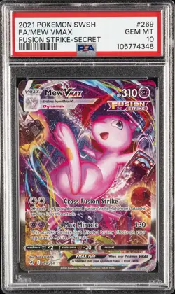 2021 POKEMON SWORD & SHIELD FUSION STRIKE SECRET #269 FULL ART/MEW VMAX PSA 10 - Image 1