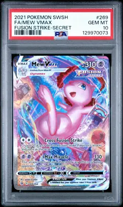 2021 POKEMON SWORD & SHIELD FUSION STRIKE SECRET #269 FULL ART/MEW VMAX PSA 10 - Image 1