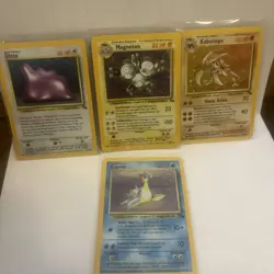 Vintage Pokemon 4 Card Lot WOTC Holo Fossil 1999 Magneton Ditto Kabutops Lapras - Image 1