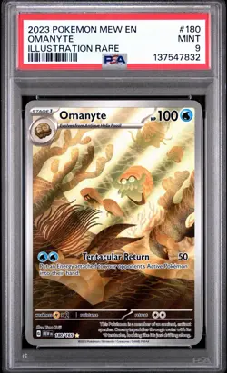 Omanyte 180/165 Illustration Rare Scarlet & Violet 151 Pokemon Card PSA 9 MINT - Image 1