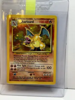Pokemon TCG Charizard 4/102 Base Set Unlimited Holo Rare Card Vintage 1999 - Image 1