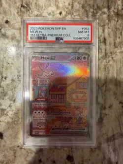 POKEMON MEW EX SVP EN-SV BLACK STAR PROMO 151 ULTRA-PREM COLL #053 PSA 8 - Image 1