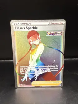 Pokemon TCG Elesa's Sparkle Fusion Strike Holo Card 275/264 Secret Rare - Image 1