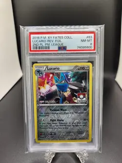 2016 Lucario Reverse Foil 2nd Place Pokemon League 63/124 PSA 8 - Image 1