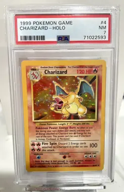 1999 Pokemon Game #4 Charizard-Holo PSA 7 NM 4/102 - Image 1