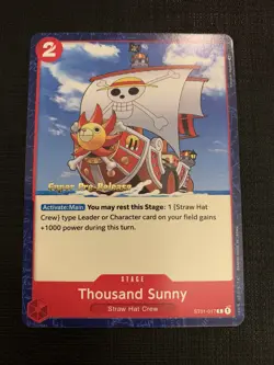 One Piece Super Pre Release 1st Edition Thousand Sunny ST01-017 Luffy Starter - Image 1