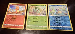 Rev Holo Pokemon Go TCG 3 Card LOT Bulbasaur Charmander Squirtle 001/078 - Image 1