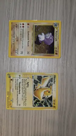 Pokemon English - Holo - Pikachu Poliwrath - 2001 - 2 Card Lot - Image 4