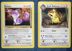 Dark Raticate 51/82 and Rattata 66/82 Team Rocket Set Pokemon Cards - Near Mint - Image 1