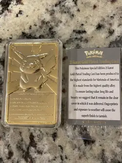 Pokemon 1999 23k Gold Plated Trading Card - #25 Pikachu, COA, Burger King Promo - Image 2