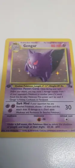 1999 1ST Edition GENGAR HOLO RARE 5/62 Pokemon card fossil - Image 1