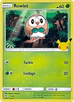 Rowlet 7/25 - Pokemon TCG - McDonald's 25th Anniversary Promos Non-Holo - Image 1